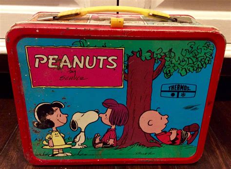 vintage peanuts metal lunch box|peanuts lunch box 1970s.